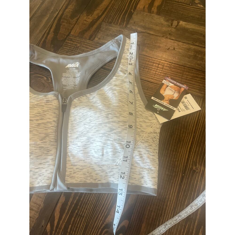 Avia Women Zip Front Medium Support Sports Bra Heather Gray XXL Active Running - Picture 6 of 8